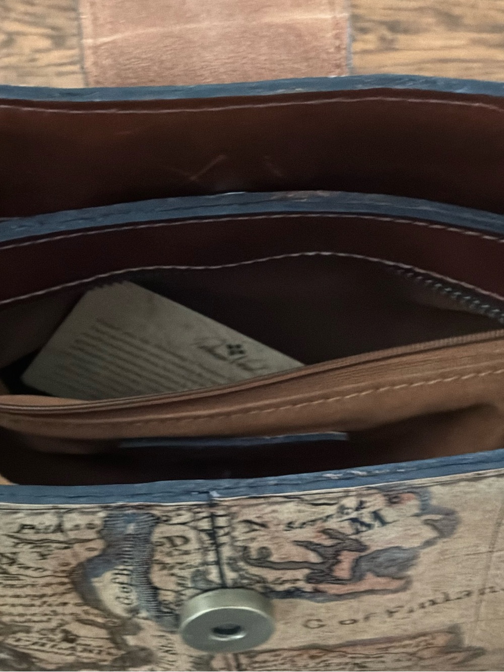 Patricia Nash Leather Map-Print Satchel - Picture 6 of 11